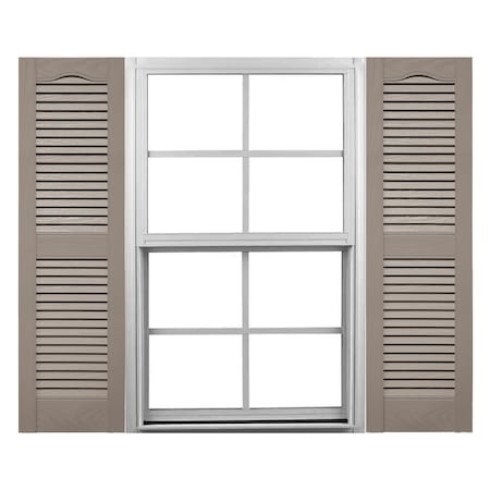 Ekena Millwork Mid-America Vinyl, Standard Size Cathedral Top Center Mullion, Open Louver Shutter, 11439008, PR 00011439008